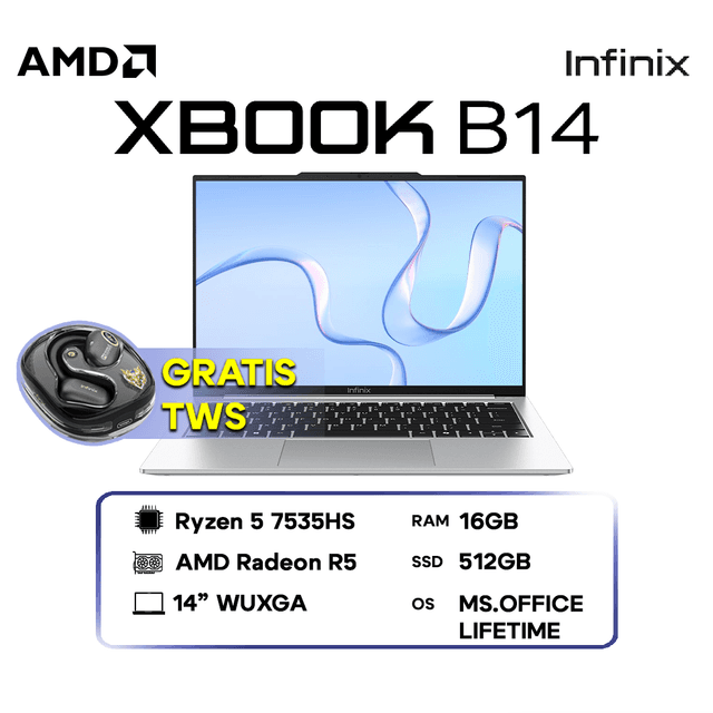 INFINIX XBOOK B14 RYZEN 5 7535HS 16GB 512GB W11 14.0WUXGA IPS CORAL TIDES