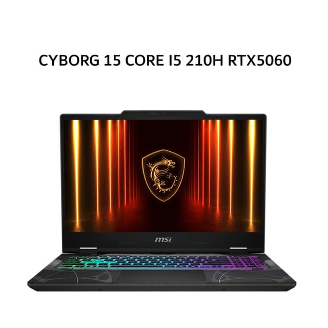 MSI CYBORG 15 CORE I5 210H RTX5060 8GB/ 16GB 512GB W11+OHS 15.6FHD 144HZ 4ZRGB 2Y+ADP BLK -B2RWFKG.051