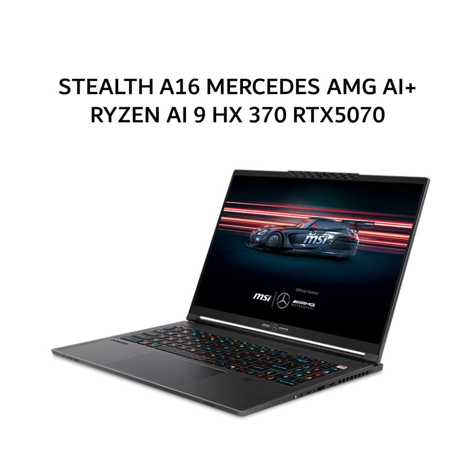 MSI STEALTH A16 MERCEDES AMG AI+ RYZEN AI 9 HX 370 RTX5070 8GB/ 32GB 1TB W11+OHS 16.0QHD+ OLED 240HZ PKRGB 3Y+ADP GRY -A3XWGG.023