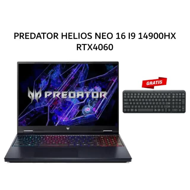 ACER PREDATOR HELIOS NEO 16 I9 14900HX RTX4060 8GB/ 16GB 1TB W11+OHS 16.0WQXGA 180HZ SRGB100 4ZRGB 3Y+ADP BLK -72.93X3