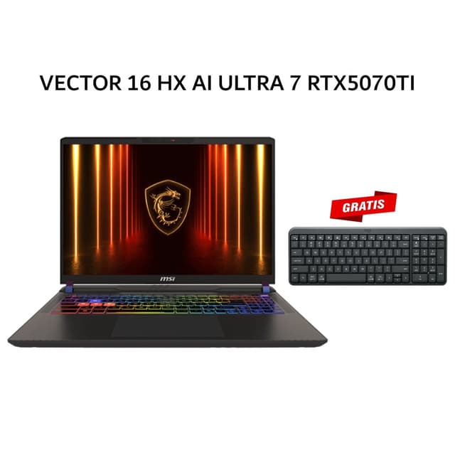 MSI VECTOR 16 HX AI ULTRA 7 255HX RTX5070TI 12GB/ 16GB 512GB W11+OHS 16.0QHD+ 240HZ 100DCIP3 24ZRGB 3Y GRY -A2XWHG.239