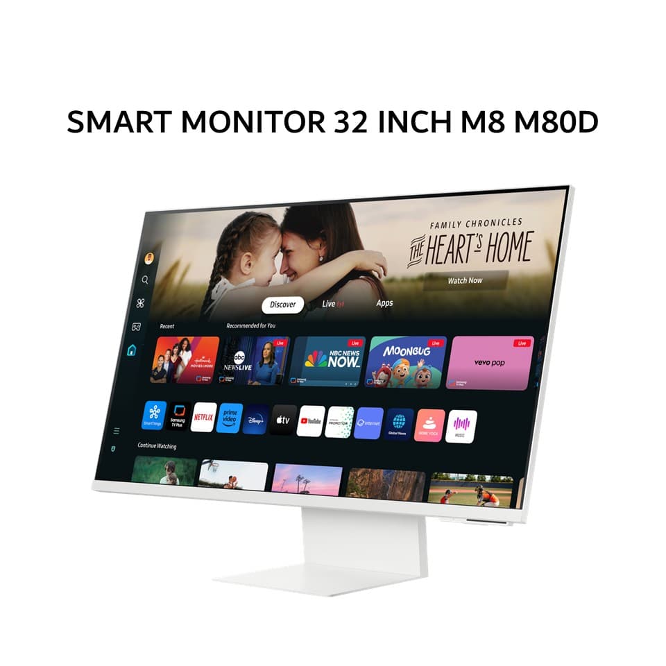 SAMSUNG SMART MONITOR 32 INCH M8 M80D UHD VA UHD 4K 2160P 4MS 60HZ HDR10 ERGONOMIC SPEAKER WEBCAM 1Y PART + 3Y SERVICE