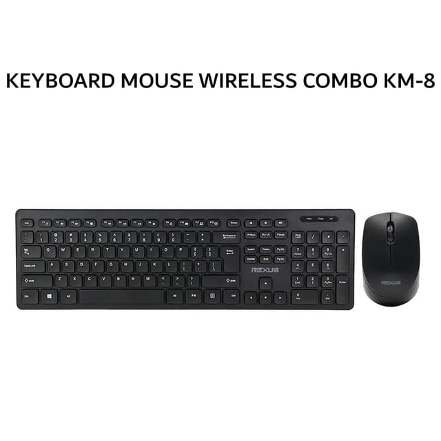 REXUS KEYBOARD MOUSE WIRELESS COMBO KM-8 - BLACK