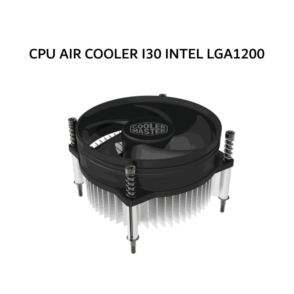 COOLER MASTER CPU AIR COOLER I30 INTEL LGA1200/1155/1151 (1X 92MM BLACK FAN) BLACK 2Y