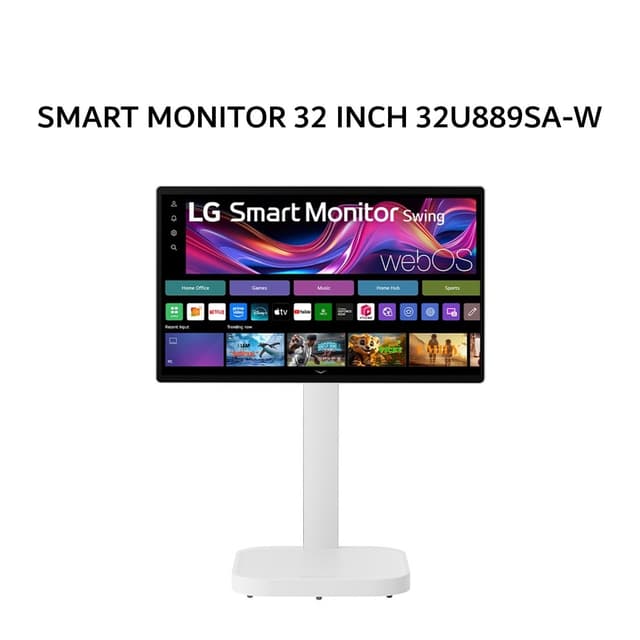 LG SMART MONITOR 32 INCH 32U889SA-W IPS 4K 2160P 5MS 60HZ USB-C TOUCH SCREEN ROLLING STAND SPEAKER ERGONOMIC WEBOS WHITE 3Y