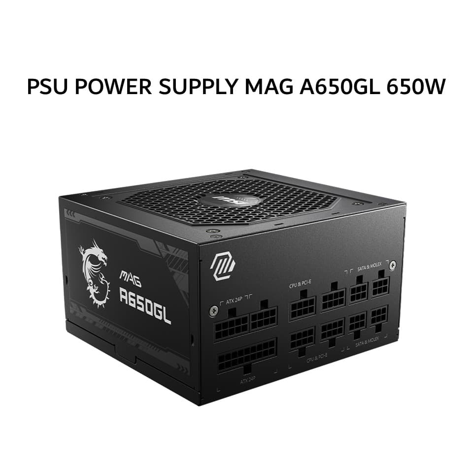 MSI PSU POWER SUPPLY MAG A650GL 650W (80+ GOLD) FULLY MODULAR BLACK 7Y