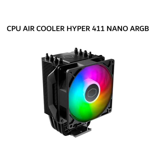 COOLER MASTER CPU AIR COOLER HYPER 411 NANO ARGB (1X 92MM ARGB FAN + 4 HEATPIPES) BLACK 2Y