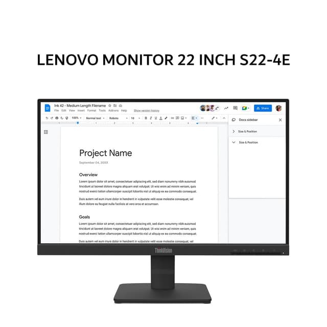 LENOVO MONITOR 22 INCH S22-4E IPS FHD 1080P 4MS 100HZ BLACK 3Y