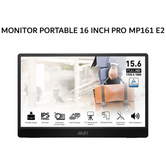 MSI MONITOR PORTABLE 16 INCH PRO MP161 E2 IPS FHD 1080P 4MS 60HZ SPEAKER 3Y