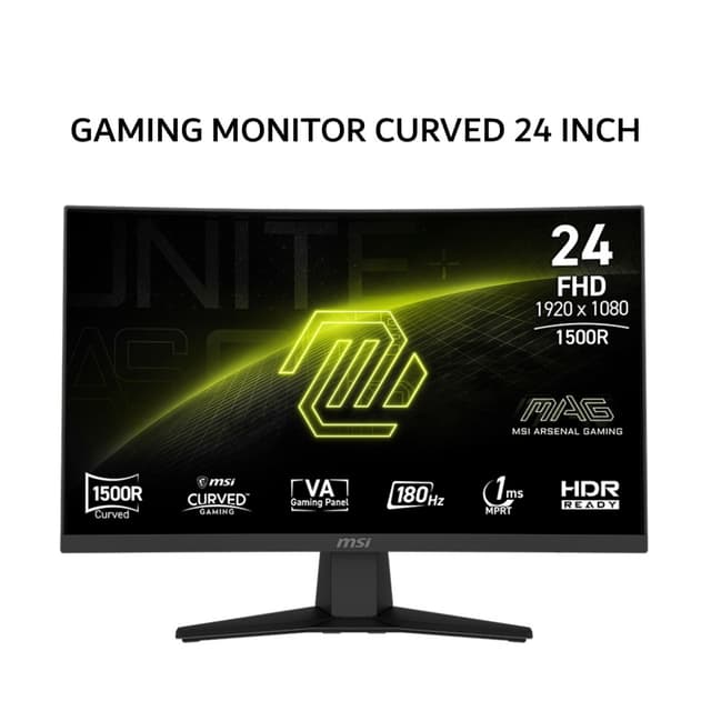 MSI GAMING MONITOR CURVED 24 INCH MAG 244C / MAG244C 1500R VA FHD 1080P 1MS 180HZ 3Y