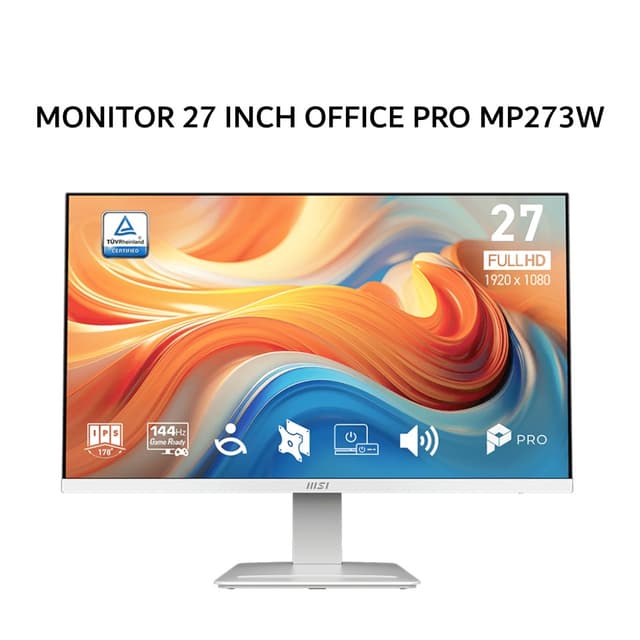 MSI MONITOR 27 INCH OFFICE PRO MP273W E14A IPS FHD 1080P 1MS 144HZ HDR READY SPEAKER WHITE 3Y