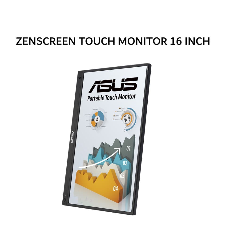 ASUS ZENSCREEN TOUCH MONITOR 16 INCH MB16AMTR IPS FHD PORTABLE USB C KICKSTAND ERGONOMIC 3Y