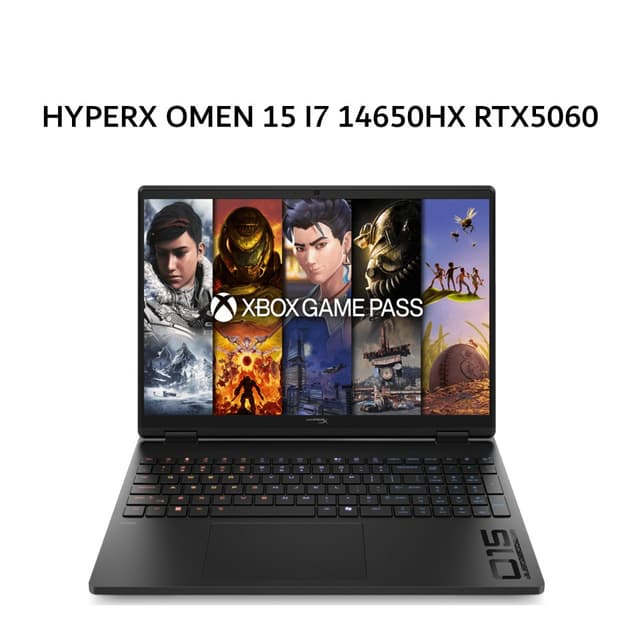 HP HYPERX OMEN 15 I7 14650HX RTX5060 8GB/ 24GB 1TB W11+OHS+M365B 15.3WQXGA 180HZ 100SRGB 4ZRGB 2Y+2ADP BLK -GA0888TX
