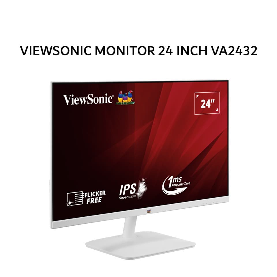 VIEWSONIC MONITOR 24 INCH VA2432 IPS FHD 1080P 1MS 100HZ FRAMELESS WHITE 3Y