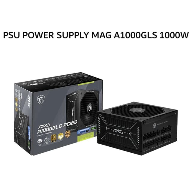 MSI PSU POWER SUPPLY MAG A1000GLS 1000W PCIE5 (80+ GOLD) FULLY MODULAR ATX 3.1 PCIE 5.1 BLACK 7Y