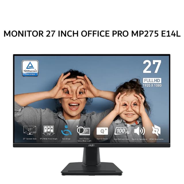 MSI MONITOR 27 INCH OFFICE PRO MP275 E14L IPS FHD 1080P 1MS 144HZ SPEAKER BLACK 3Y