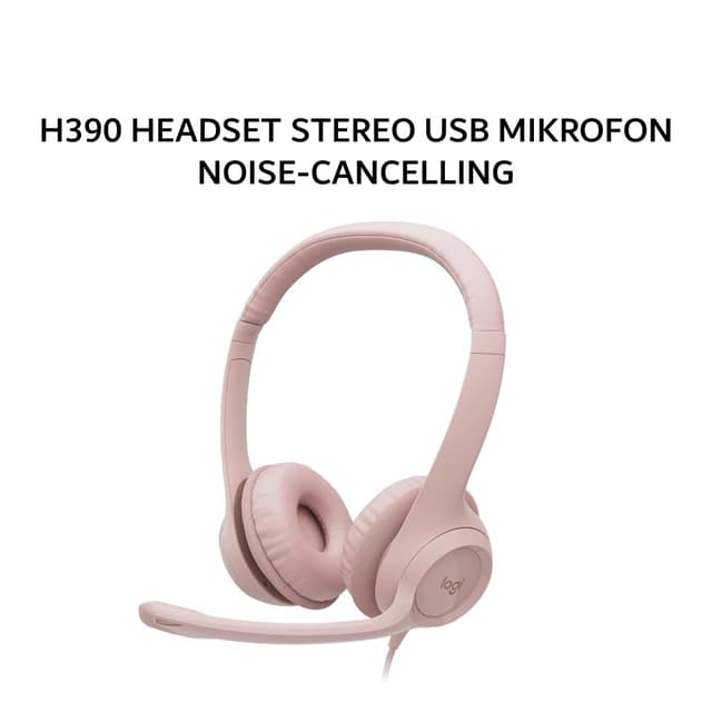 LOGITECH H390 HEADSET STEREO USB MIKROFON NOISE-CANCELLING - ROSE