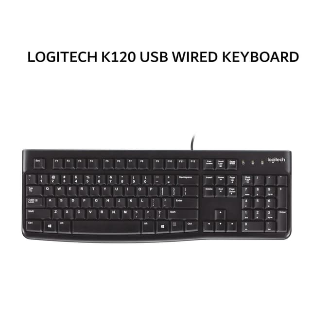 LOGITECH K120 USB WIRED KEYBOARD PLUG AND PLAY - BLACK