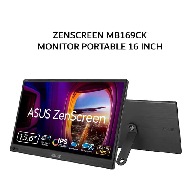 ASUS MONITOR PORTABLE 16 INCH ZENSCREEN MB169CK IPS FHD 1080P 5MS 60HZ DUAL USB-C 3Y