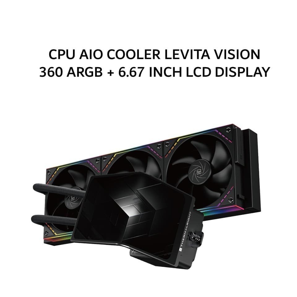 THERMALRIGHT CPU AIO COOLER LEVITA VISION 360 ARGB (360MM RADIATOR + 3X 120MM ARGB FANS + 6.67 INCH LCD DISPLAY) BLACK 6Y