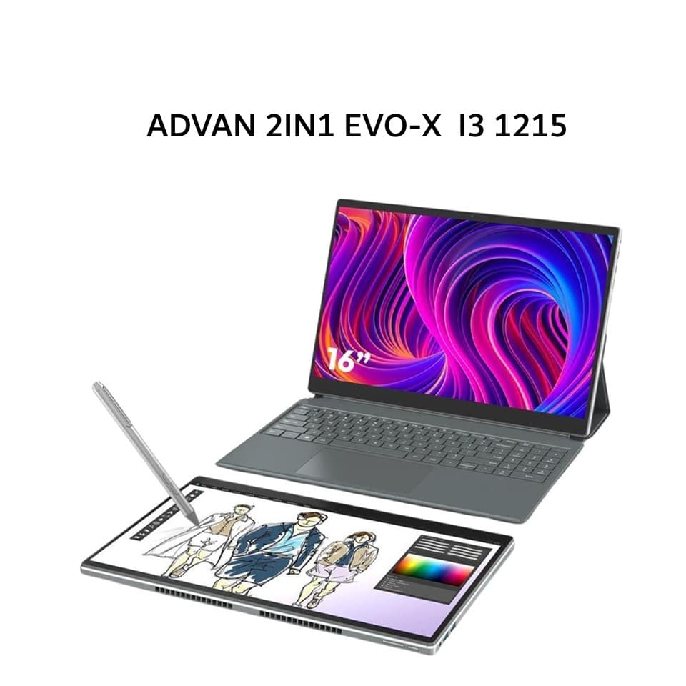 ADVAN 2IN1 EVO-X  I3 1215 12GB 512GB W11 16.0WQXGA TOUCH IPS PEN GRY + SMART MAGNETIC KEYBOARD