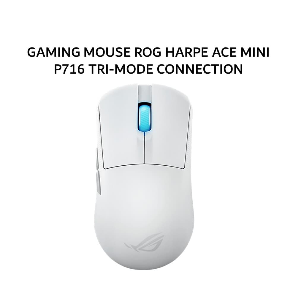 ASUS WIRELESS GAMING MOUSE ROG HARPE ACE MINI P716 TRI-MODE CONNECTION 42000DPI 8000HZ 49G MOONLIGHT WHITE 2Y