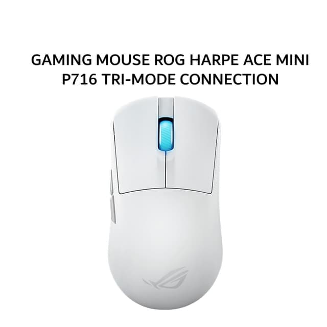 ASUS WIRELESS GAMING MOUSE ROG HARPE ACE MINI P716 TRI-MODE CONNECTION 42000DPI 8000HZ 49G MOONLIGHT WHITE 2Y