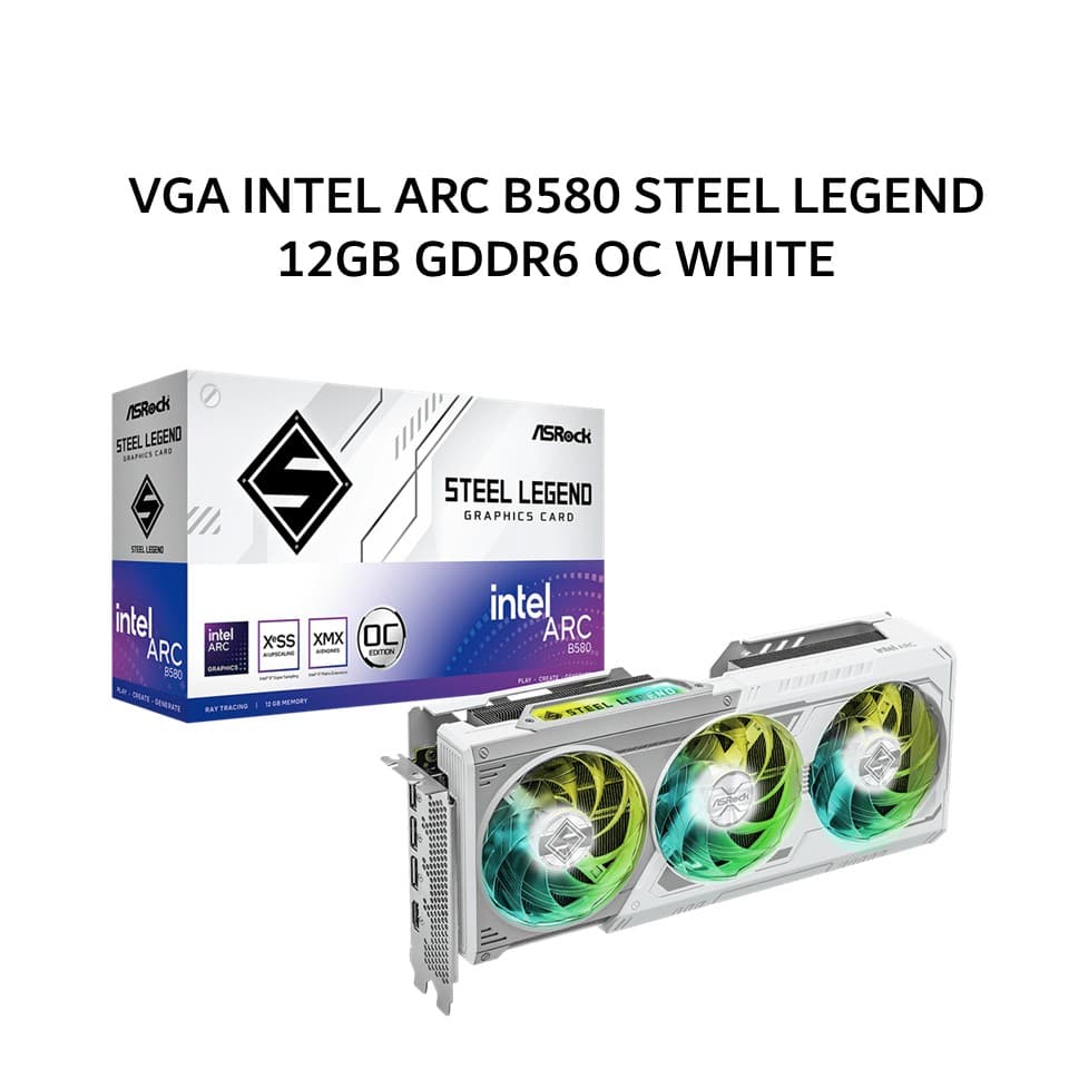ASROCK VGA INTEL ARC B580 STEEL LEGEND 12GB GDDR6 OC WHITE 2Y