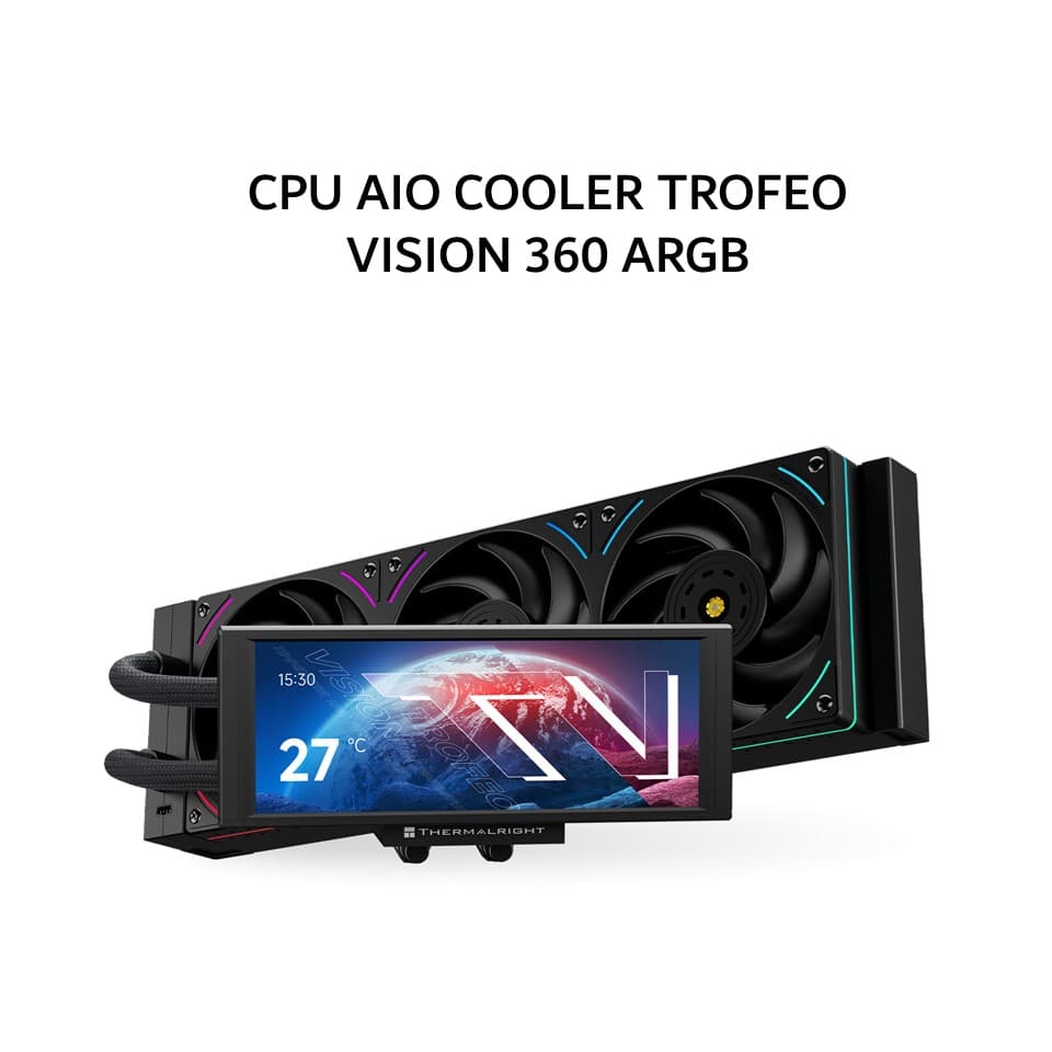 THERMALRIGHT CPU AIO COOLER TROFEO VISION 360 ARGB (360MM RADIATOR + 3X 120MM ARGB FANS + 6.86 INCH LCD DISPLAY) BLACK 6Y