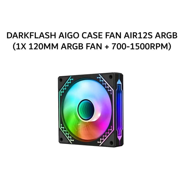 DARKFLASH AIGO CASE FAN AIR12S ARGB (1X 120MM ARGB FAN + 700-1500RPM) BLACK 1X