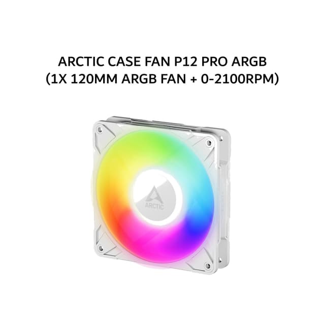 ARCTIC CASE FAN P12 PRO ARGB (1X 120MM ARGB FAN + 0-2100RPM) WHITE 6Y