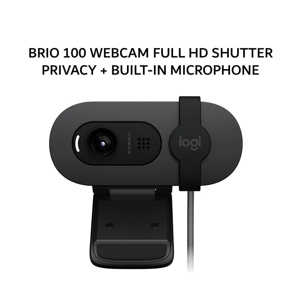 LOGITECH BRIO 100 WEBCAM FULL HD SHUTTER PRIVACY + BUILT-IN MICROPHONE - GRAPHITE