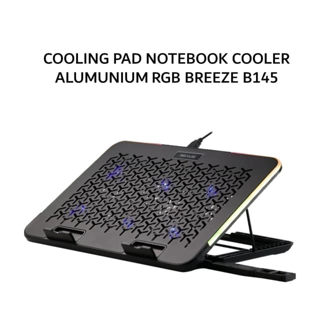 REXUS COOLING PAD NOTEBOOK COOLER ALUMUNIUM RGB BREEZE B145 - BLACK