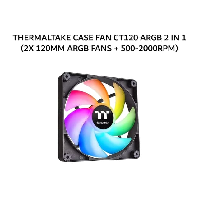 THERMALTAKE CASE FAN CT120 ARGB 2 IN 1 (2X 120MM ARGB FANS + 500-2000RPM) BLACK 2Y