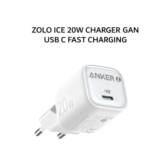 ANKER ZOLO ICE 20W CHARGER GAN USB C FAST CHARGING - A2699 - WHITE