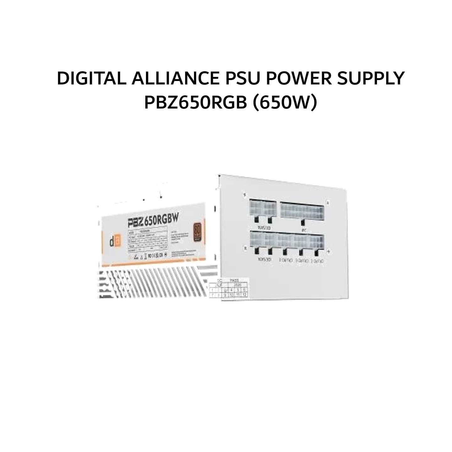DIGITAL ALLIANCE PSU POWER SUPPLY PBZ650RGB (650W) 80+ BRONZE MODULAR CABLE RGB WHITE 2Y