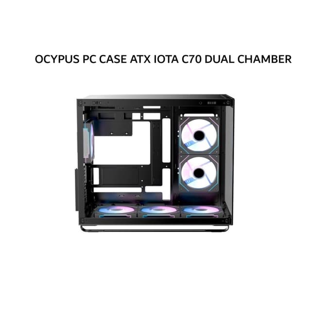OCYPUS PC CASE ATX IOTA C70 DUAL CHAMBER (6X 120MM ARGB FANS + DIGITAL DISPLAY) BLACK 1X