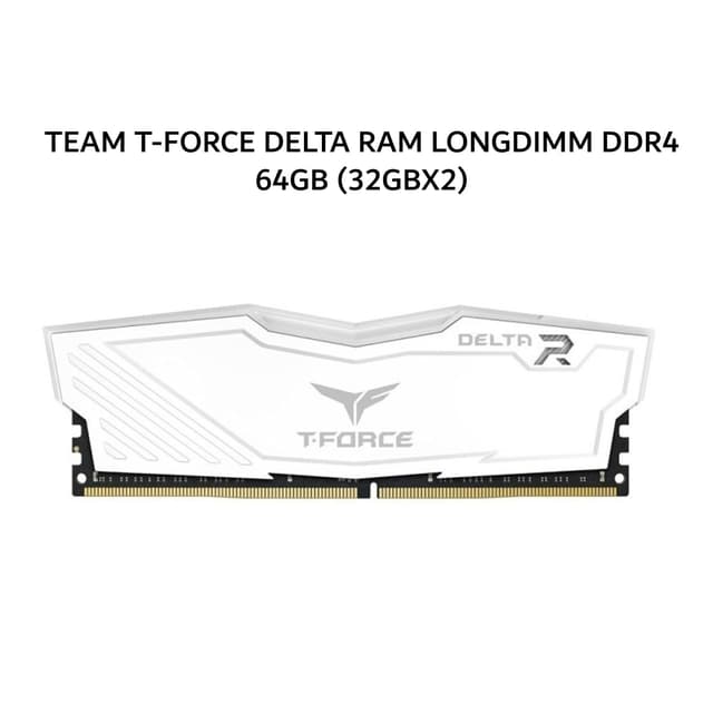 TEAM T-FORCE DELTA RAM LONGDIMM DDR4 64GB (32GBX2) 3600MHZ RGB WHITE