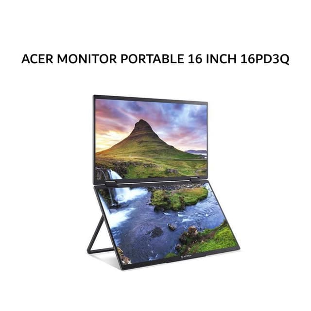 ACER MONITOR PORTABLE 16 INCH 16PD3Q IPS FHD 1080P 8MS 60HZ USB C TOUCHSCREEN FOLDABLE VGA&HDMI BULT IN SPEAKER ERGONOMICS 3Y SERVICE + 1Y AADP