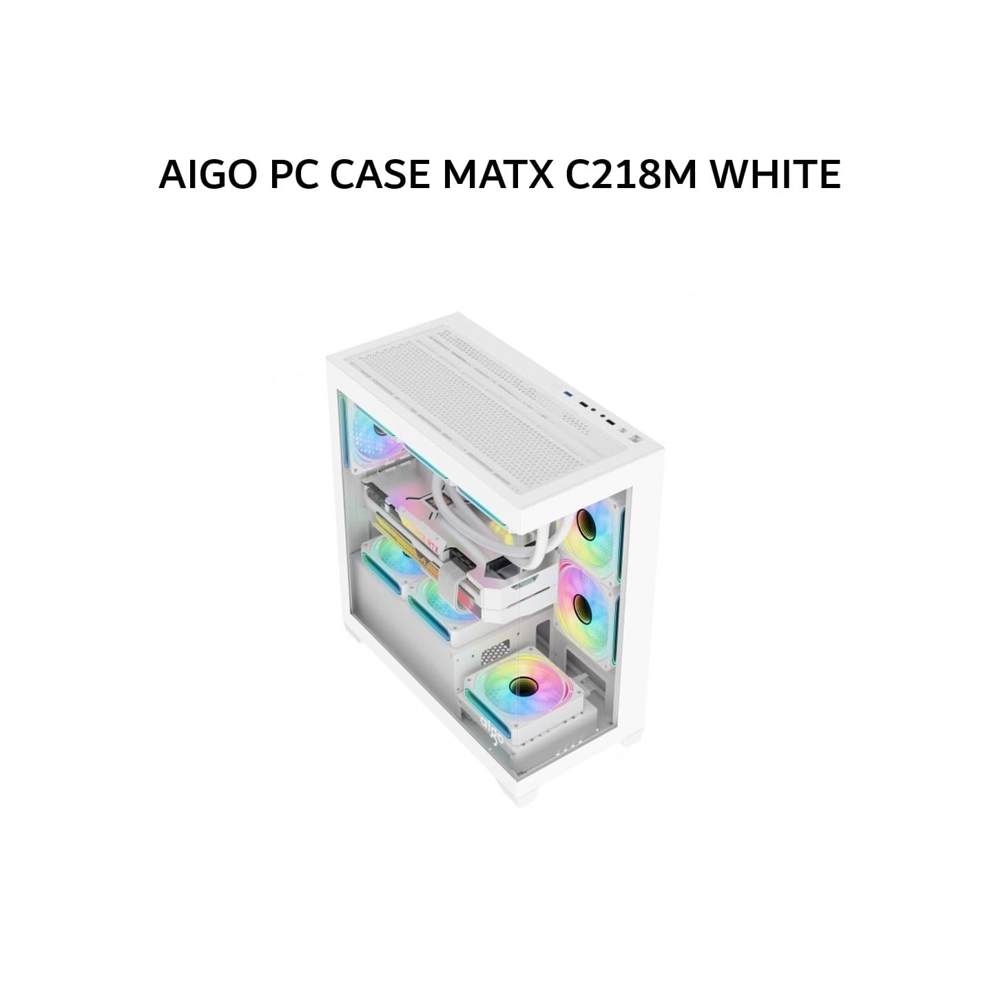 AIGO PC CASE MATX C218M (3X 120MM ARGB FANS) WHITE