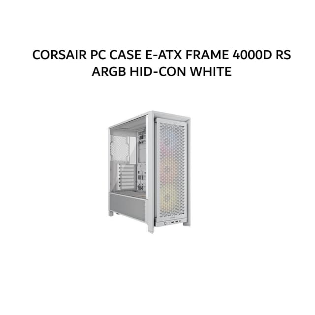CORSAIR PC CASE E-ATX FRAME 4000D RS ARGB HID-CON (3X 120MM RS120 ARGB FANS) WHITE 2Y