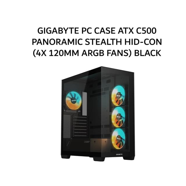 GIGABYTE PC CASE ATX C500 PANORAMIC STEALTH HID-CON (4X 120MM ARGB FANS) BLACK 2Y