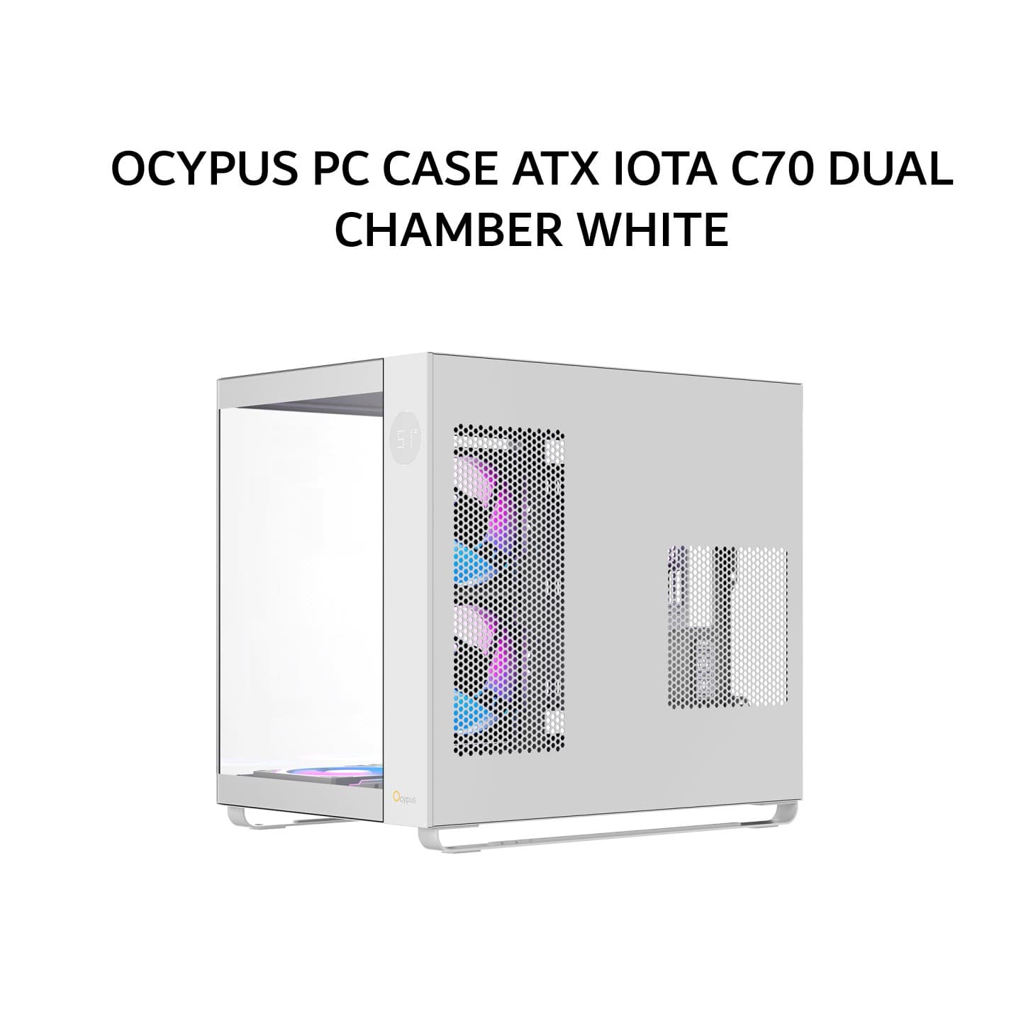 OCYPUS PC CASE ATX IOTA C70 DUAL CHAMBER (6X 120MM ARGB FANS + DIGITAL DISPLAY) WHITE 1Y