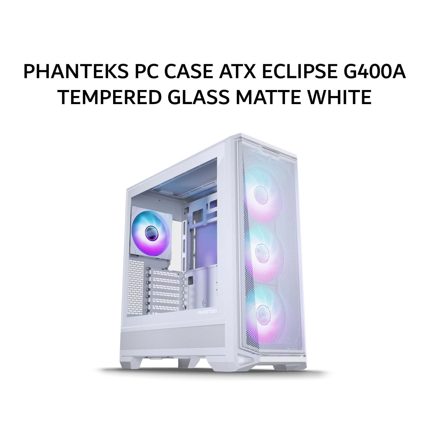 PHANTEKS PC CASE ATX ECLIPSE G400A TEMPERED GLASS (4X 140MM M25 G2 DRGB FANS) MATTE WHITE 2Y
