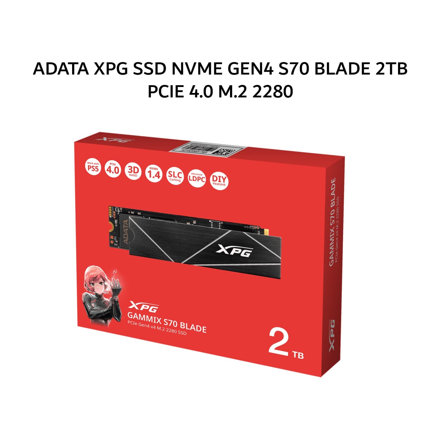 ADATA XPG SSD NVME GEN4 S70 BLADE 2TB PCIE 4.0 M.2 2280 5Y - UP TO 7400 MB/S