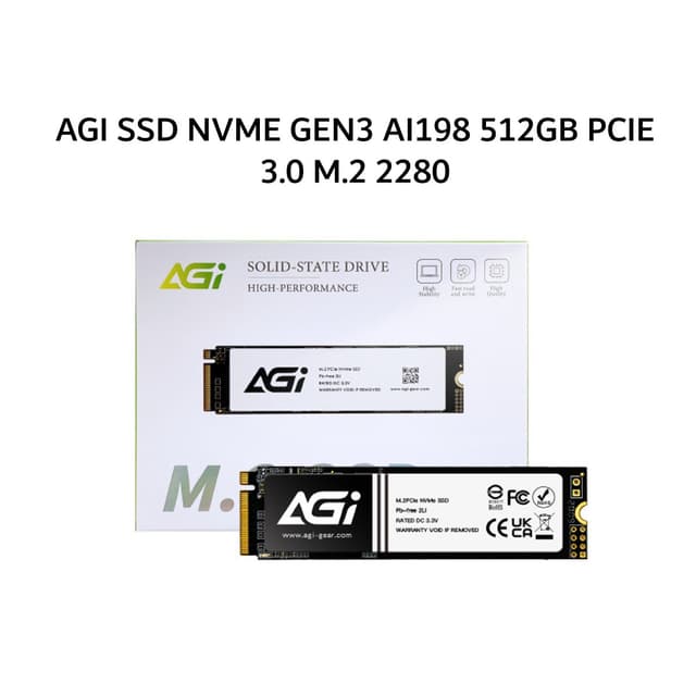 AGI SSD NVME GEN3 AI198 512GB PCIE 3.0 M.2 2280 3Y - UP TO 2000 MB/S
