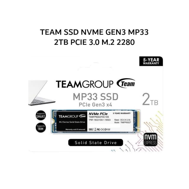 TEAM SSD NVME GEN3 MP33 2TB PCIE 3.0 M.2 2280 5Y - UP TO 1800 MB/S