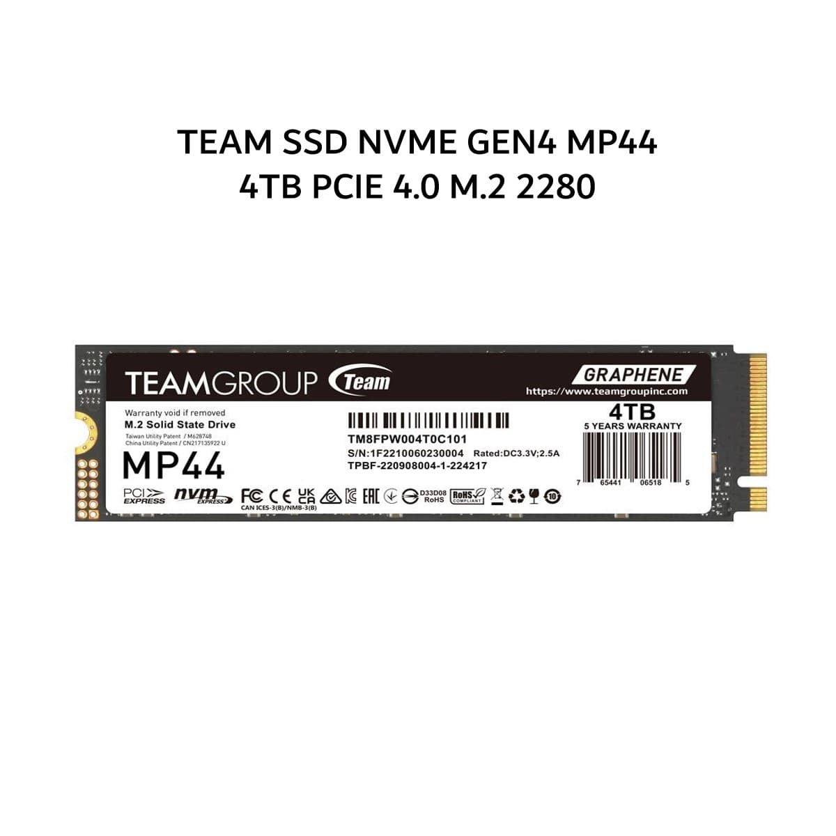 TEAM SSD NVME GEN4 MP44 4TB PCIE 4.0 M.2 2280 5Y - UP TO 7000 MB/S
