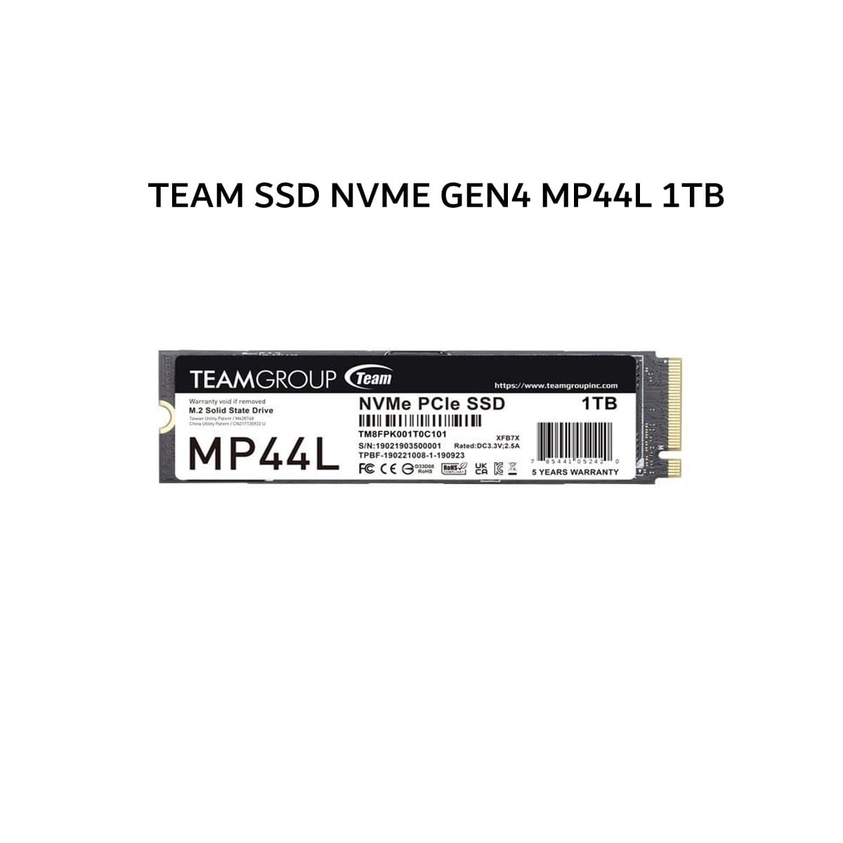 TEAM SSD NVME GEN4 MP44L 1TB PCIE 4.0 M.2 2280 5Y - UP TO 5000 MB/S