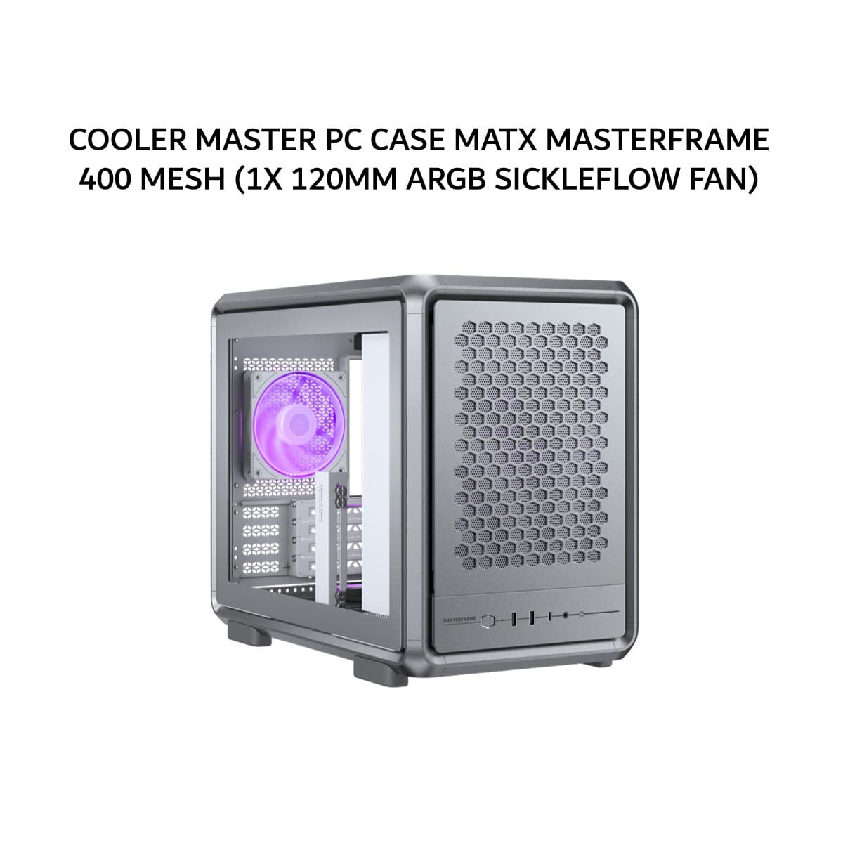 COOLER MASTER PC CASE MATX MASTERFRAME 400 MESH (1X 120MM ARGB SICKLEFLOW FAN) SILVER 2Y